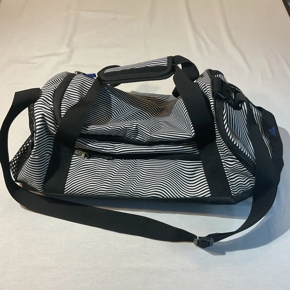 Adidas Squad III Black & White Striped w/Black Accents Duffle Bag Shoulder Strap